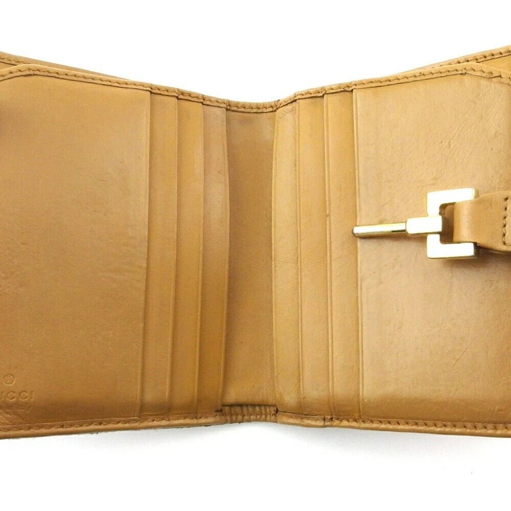 GUCCI Bifold Wallet Beige Brown Red Women Authentic secondhand - Picture 2 of 11